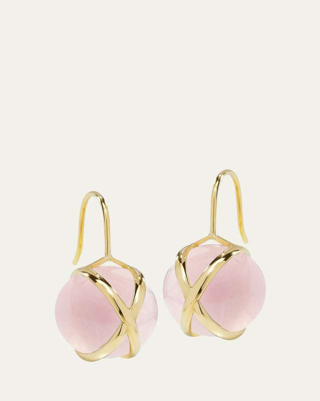 Prisma 18K Yellow Gold Rose Quartz Drop Earrings